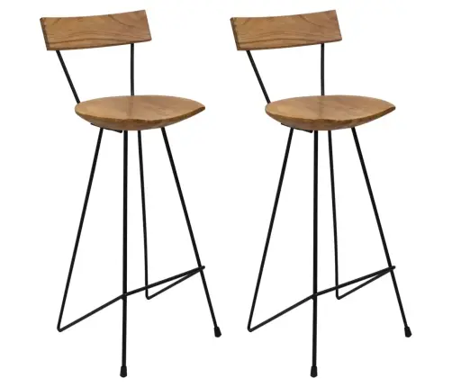 Bāra Krēsli, 2 Gab., Masīvs Tīkkoks Vidaxl