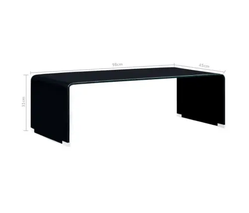 Kafijas Galdiņš, 98X45X31 Cm, Melns, Rūdīts Stikls  Vidaxl Kafijas Galdiņš, 98X45X31 Cm, Melns, Rūdīts Stikls  Vidaxl