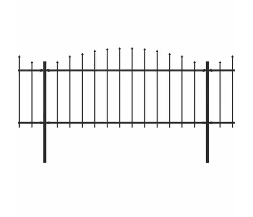 Dārza Žogs Ar Pīķiem Augšpusē, Tērauds, (0,5-0,75)X8,5 M, Melns Vidaxl