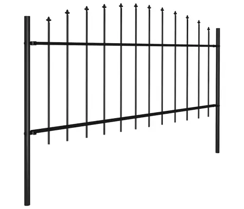 Dārza Žogs Ar Pīķiem Augšpusē, Tērauds, (0,5-0,75)X15,3M, Melns Vidaxl