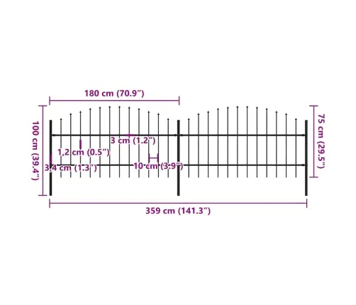 Sodo Tvora Su Iešmeliais, Plienas, 359X100cm Juoda