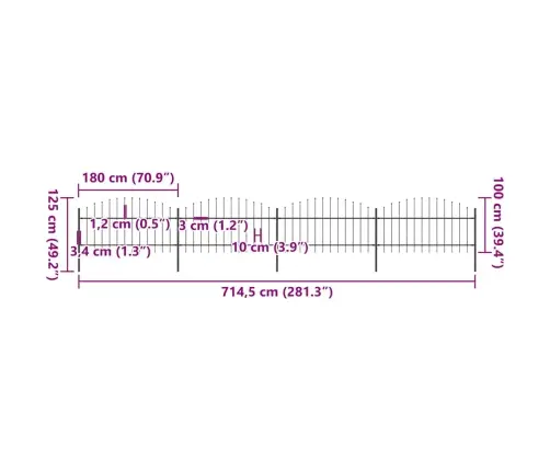 Aiapiire Odaotsaga, Terasest, 714,5 X 125 cm Must