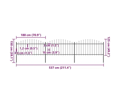 Sodo Tvora Su Iešmeliais, Plienas, 537X150cm Juoda