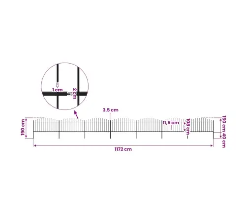 Dārza Žogs Ar Šķēpa Formas Galotni, Tērauds, 1248 Cm, Melns Vidaxl