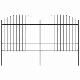 Dārza Žogs Ar Šķēpu Galiem, Tērauds, 359X175 Cm, Melns Vidaxl