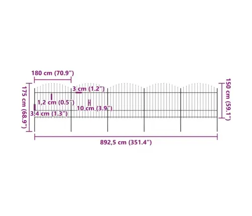 Aiapiire Odaotsaga, Terasest, 892,5 X 175 cm Must