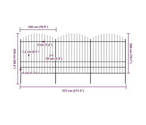 Sodo Tvora Su Iešmeliais, Plienas, 537X200cm Juoda