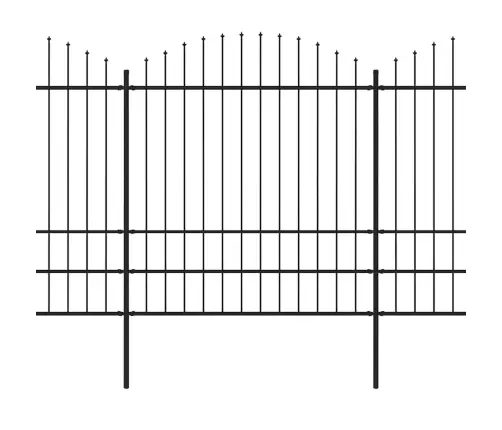 Dārza Žogs Ar Šķēpu Galiem, Tērauds, 1070 Cm, Melns Vidaxl