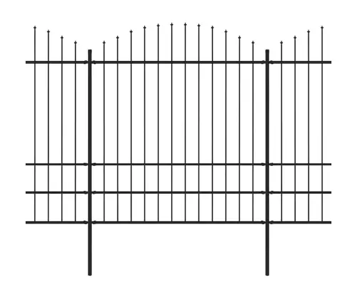 Dārza Žogs Ar Šķēpu Galiem, Tērauds, 1248X200 Cm, Melns Vidaxl