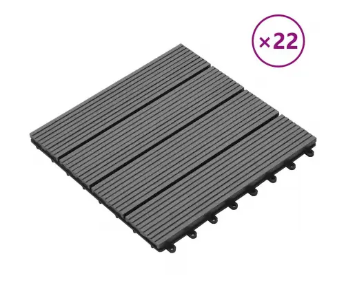 Terases Flīzes, 22 Gab., Wpc, 30X30 Cm, 2 M2, Pelēkas Vidaxl