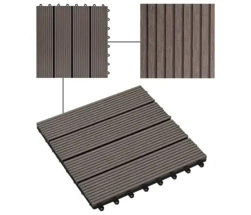 Terases Flīzes, 22 Gab., Wpc, 30X30 Cm, 2 M2, Tumši Brūnas Vidaxl