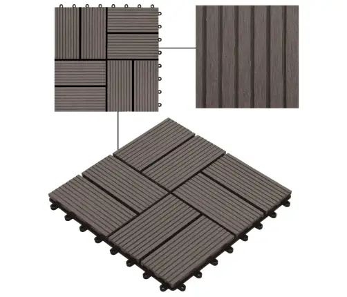 Terases Flīzes, 22 Gab., Wpc, 30X30 Cm, 2 M2, Tumši Brūnas Vidaxl
