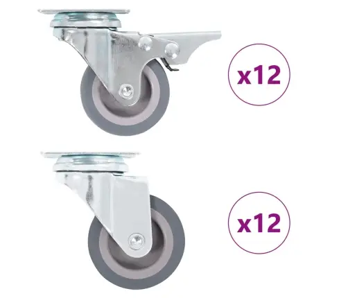 24 Tk Pöörlevad Rattad 50 Mm