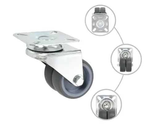 24 Tk Topelrattaga Pöörlevad Rattad 50 Mm