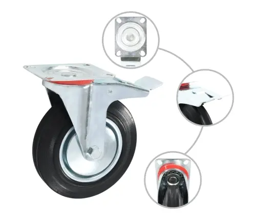 12 Tk Pöörlevad Rattad 200 Mm