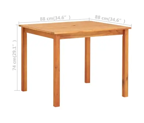 Dārza Galds, 88X88X74 Cm, Akācijas Masīvkoks Vidaxl