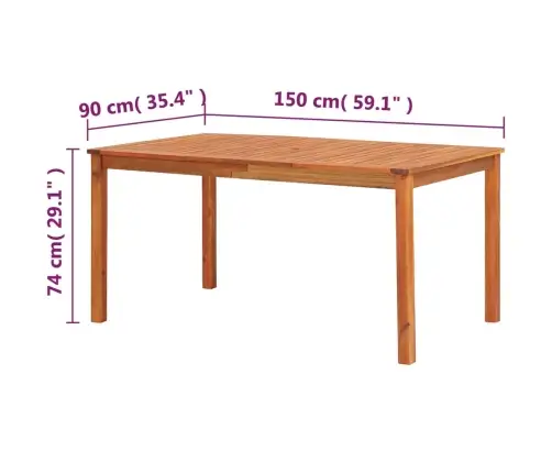 Sodo Stalas, 150X90X74cm Akacijos Medienos Masyvas