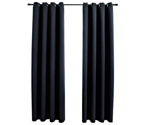 Pimendavad Kardinad Metallrõngastega 2 Tk, Must, 140 X 175 Cm