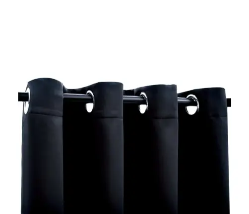 Biezie Aizkari Ar Metāla Riņķiem, 2 Gab., Melni, 140X225 Cm Vidaxl