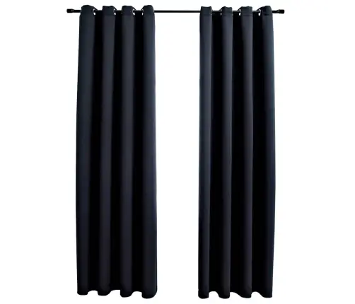 Biezie Aizkari Ar Metāla Riņķiem, 2 Gab., Melni, 140X245 Cm Vidaxl Biezie Aizkari Ar Metāla Riņķiem, 2 Gab., Melni, 140X245 Cm Vidaxl