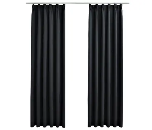 Gaismu Necaur;Aodīgi Aizkari Ar Āķiem, 2 Gab., Melni, 140X175Cm Vidaxl