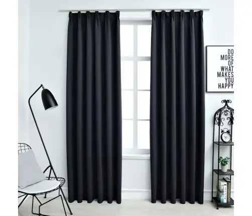 Naktinės Užuolaidos Su Kabliukais, 2Vnt., Antracito, 140X175Cm