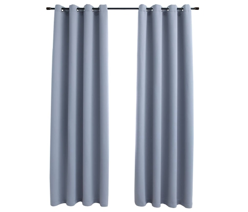 Pimendavad Kardinad Metallrõngastega 2 Tk, Hall, 140 X 225 Cm