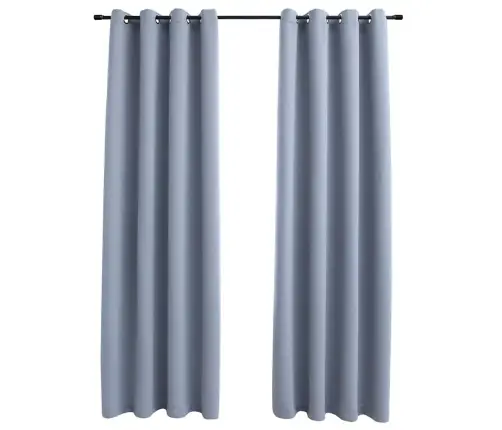 Naktinės Užuolaidos Su Žiedais, 2Vnt., Pilkos, 140X225Cm