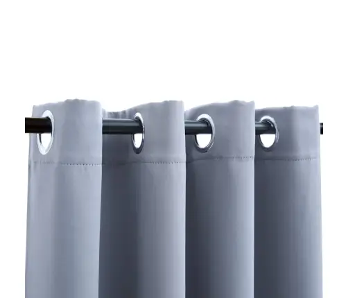 Naktinės Užuolaidos Su Žiedais, 2Vnt., Pilkos, 140X225Cm