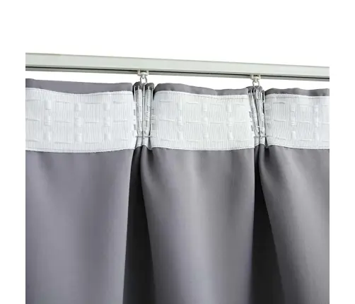 Gaismu Necaurlaidīgs Aizkars Ar Āķiem, 290X245 Cm, Pelēks Vidaxl