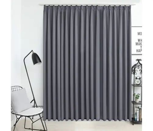 Gaismu Necaurlaidīgs Aizkars Ar Āķiem, 290X245 Cm, Pelēks Vidaxl