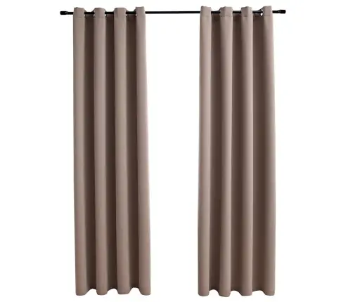 Biezie Aizkari Ar Metāla Riņķiem, 2 Gb., Pelēkbrūni, 140X245 Cm Vidaxl