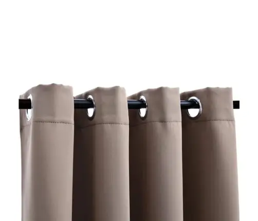 Biezie Aizkari Ar Metāla Riņķiem, 2 Gb., Pelēkbrūni, 140X245 Cm Vidaxl