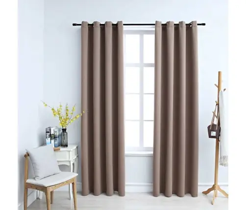 Biezie Aizkari Ar Metāla Riņķiem, 2 Gb., Pelēkbrūni, 140X245 Cm Vidaxl