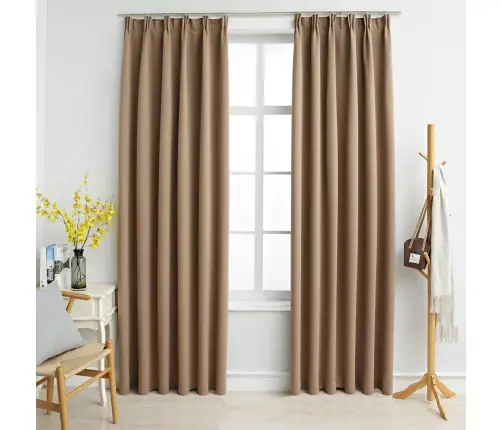 Naktinės Užuolaidos Su Kabliukais, 2Vnt., Taupe, 140X225Cm