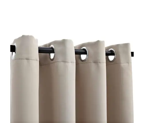 Biezie Aizkari Ar Metāla Riņķiem, 2 Gab., Bēši, 140X225 Cm Vidaxl