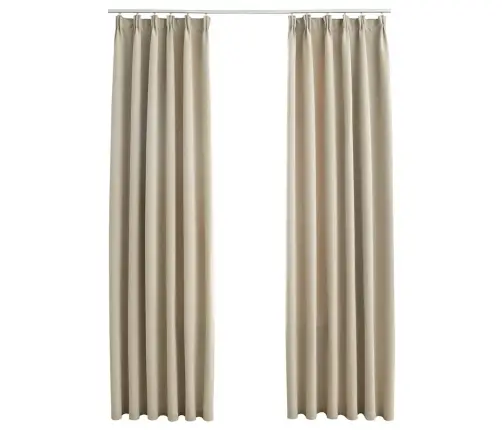 Pimendavad Kardinad Konksudega, 2 Tk, Beež, 140 X 225 Cm