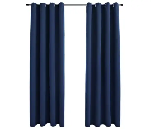 Biezie Aizkari Ar Metāla Riņķiem, 2 Gab., Zili, 140X245 Cm Vidaxl