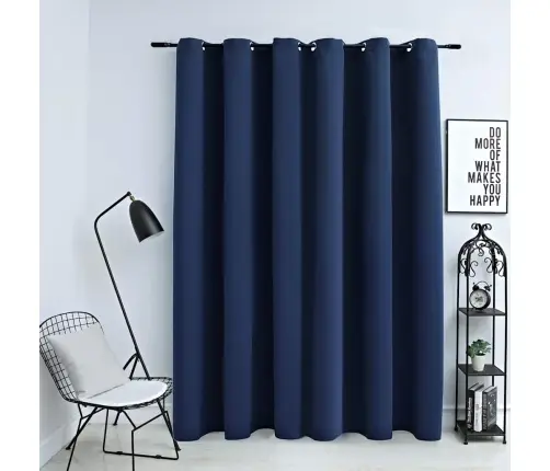 Biezais Aizkars Ar Metāla Riņķiem, Zils, 290X245 Cm Vidaxl