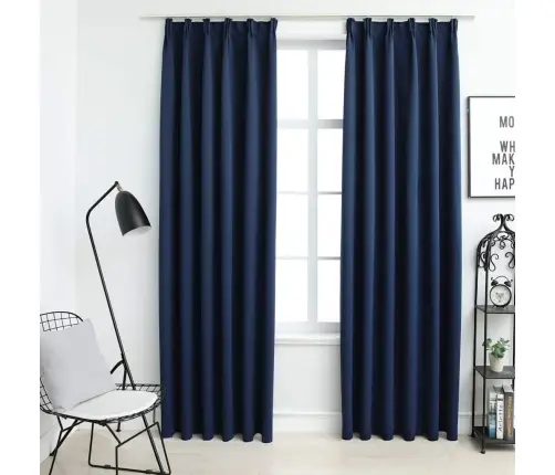 Naktinės Užuolaidos Su Kabliukais, 2Vnt., Mėlynos, 140X225Cm