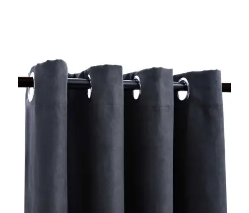 Naktinės Užuolaidos Su Žiedais, 2Vnt., Antracito, 140X175Cm