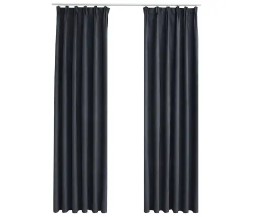 Biezie Aizkari Ar Āķiem, 2 Gab., Antracītpelēki, 140X245 Cm Vidaxl