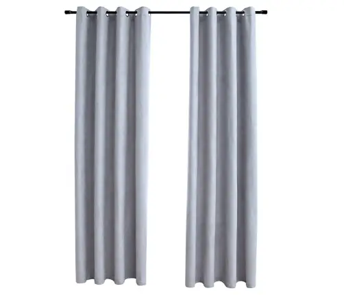 Pimendavad Kardinad Metallrõngastega 2 Tk, Hall, 140 X 225 Cm