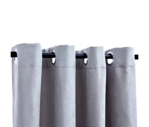 Pimendavad Kardinad Metallrõngastega 2 Tk, Hall, 140 X 225 Cm