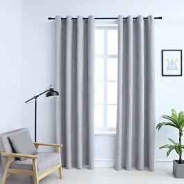 Biezie Aizkari Ar Metāla Riņķiem, 2 Gab., Pelēki, 140X245 Cm Vidaxl