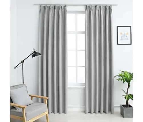 Biezie Aizkari Ar Āķiem, 2 Gab., Pelēki, 140X245 Cm Vidaxl