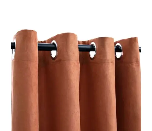 Biezie Aizkari Ar Riņķiem, 2 Gab., Rūsas Krāsā, 140X245 Cm Vidaxl