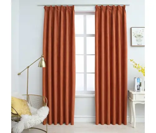 Biezie Aizkari Ar Āķiem, 2 Gab., Rūsas Krāsā, 140X245 Cm Vidaxl