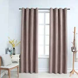 Naktinės Užuolaidos Su Žiedais, 2Vnt., Taupe Spalvos, 140X225Cm