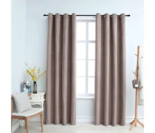 Naktinės Užuolaidos Su Žiedais, 2Vnt., Taupe Spalvos, 140X225Cm